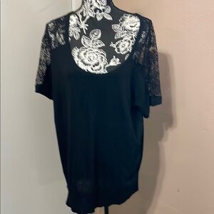 5/$20 Maurices Black Lace Short Sleeve Blouse